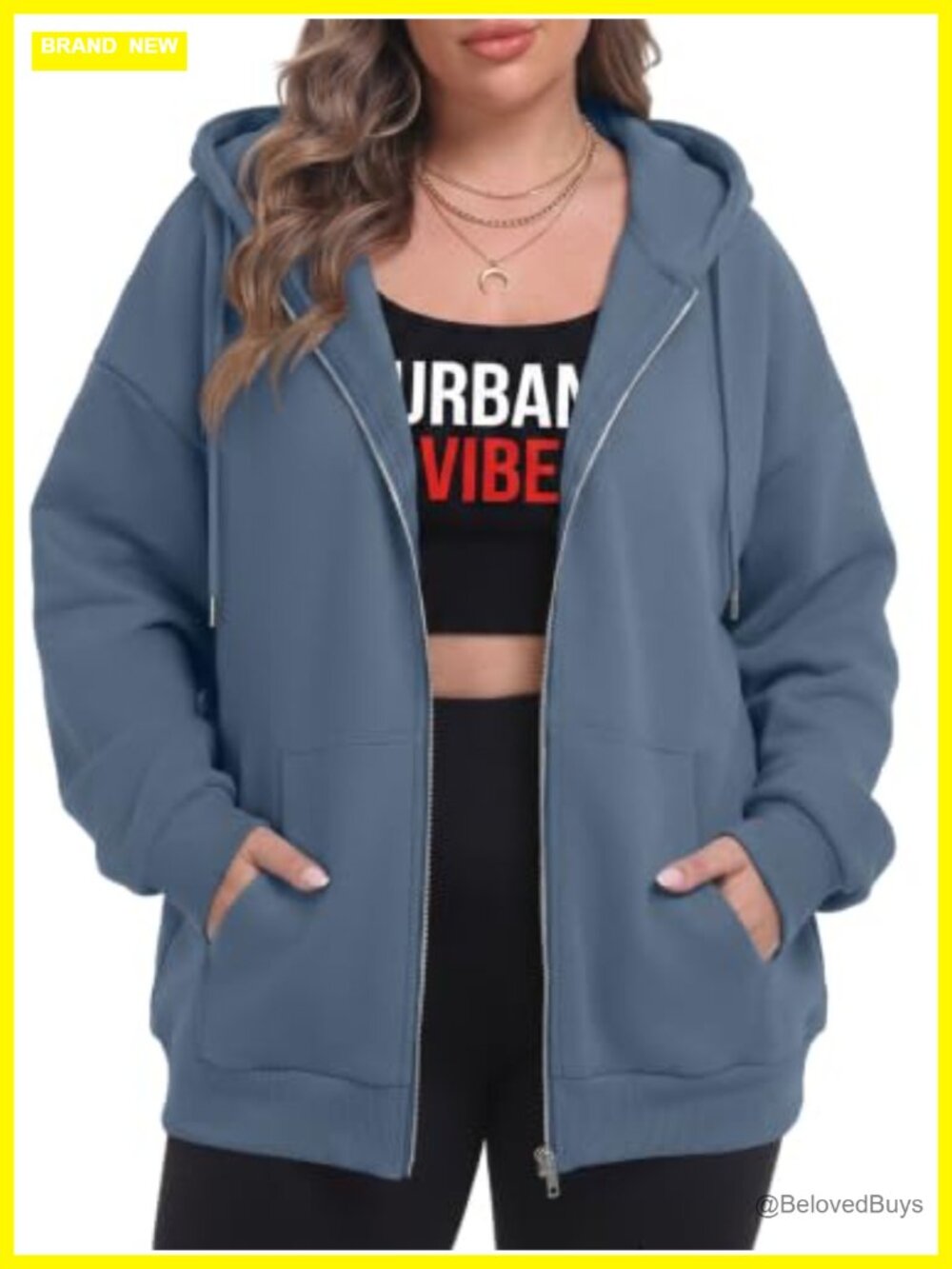 Women's Plus Size Zip Up Hoodie Oversized Fleece Lined Sweatshirt